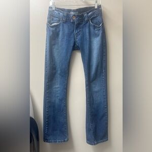 Levi's Women's Low-Rise Flare Jeans Y2K Distressed Button Flap Pockets Sz 9 Jr